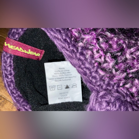 Turtle Fur Newsboy hat in purple crochet with button accents for adults - Picture 5 of 7